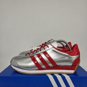 New adidas Country OG Silver Metallic Better Scarlet Women's Shoes Size 7.5